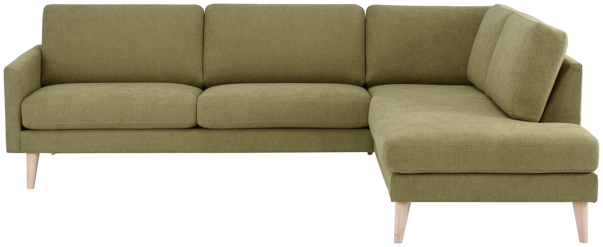 Veke Saarni avokulmasohva oikea oliivinvihreä Thomas 20, jalat RI-18 valkoinen öljytt