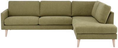 Saarni avokulmasohva oikea ol.vihreä Thomas 20, valkoinen öljytty, asiakaspalaut