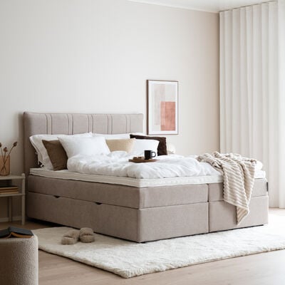 Unia säilytyslaatikkosänky 160x200 beige Storm 06, Pronssi 5 cm pp, 5 cm