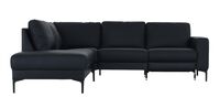 Hjort Studio avokulmasohva mekanismilla vasen musta Madras 274 nahka/KN