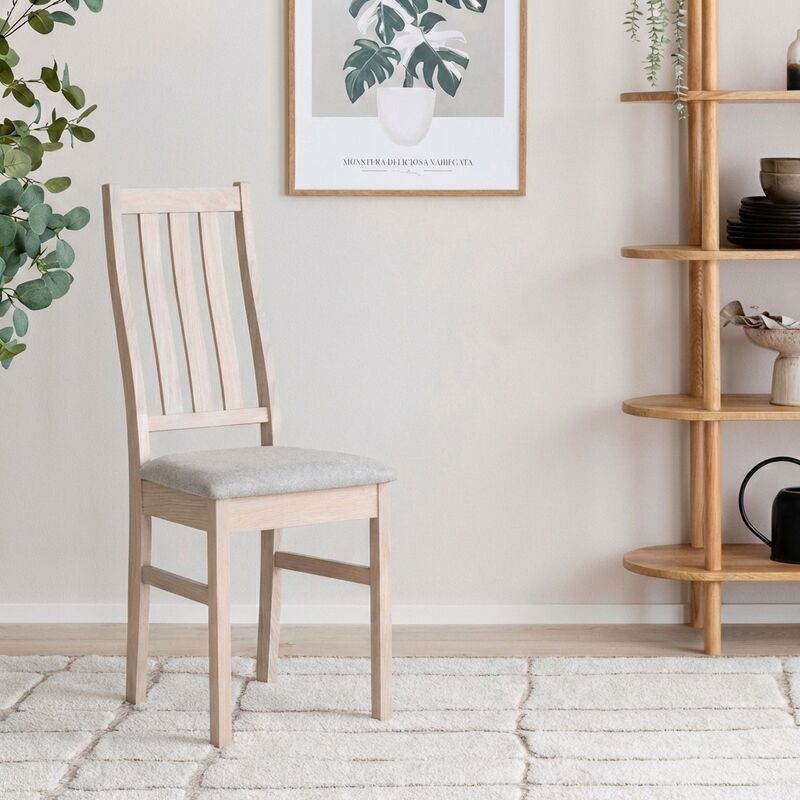 Niklas tammi tuoli verhoilulla istuimella valkolakattu tammi/beige storm 06