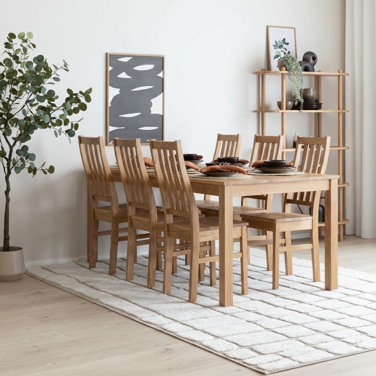 Scandic-Niklas tammi 6-hengen ruokailuryhmä lakattu tammi