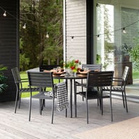 Arvid 6-hengen pyöreä pöytäryhmä musta