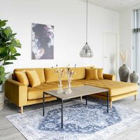 House Nordic Lido divaanisohva oikea, sinapinkeltainen sametti Bluvel 68, asiaka