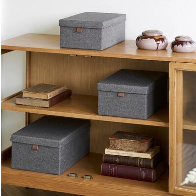 House Nordic Noto säilytyslaatikot 3 kpl setti tummanharmaa