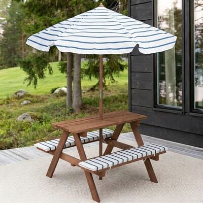 Sunny lasten pöytäryhmä aurinkovarjolla ruskea/sininen