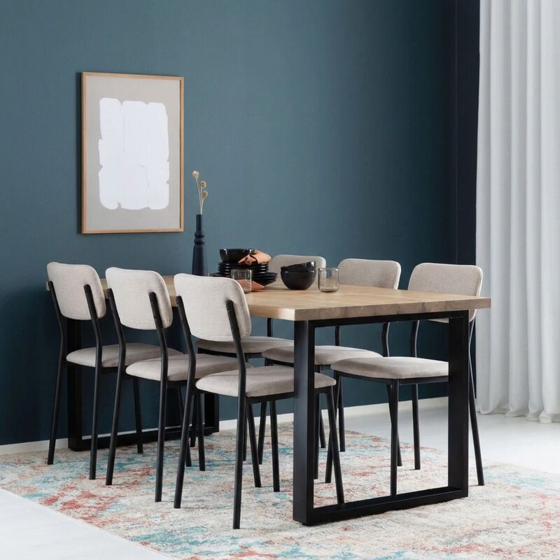 Seela-Edvin 6-hengen ruokailuryhmä antiikkipetsattu/beige