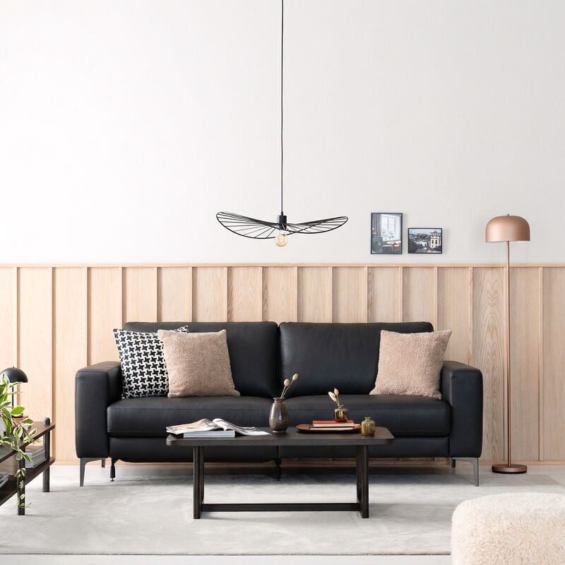 Hjort Studio 3 -istuttava sohva mekanismilla musta Madras 274 nahka/KN