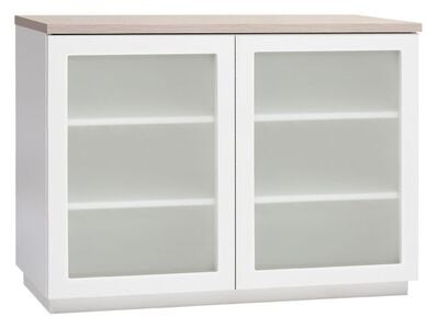 Anton kaappi A2.4 100 cm maitolasiovet, valkoinen/valkoinen