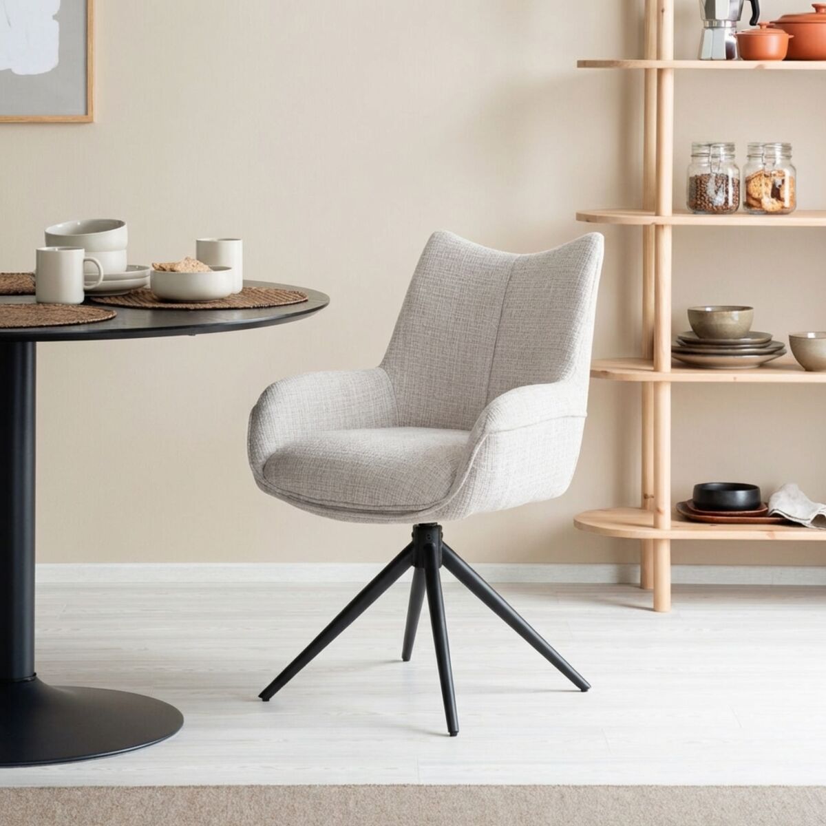 Ludvika tuoli vaalea beige UF985-26/ musta