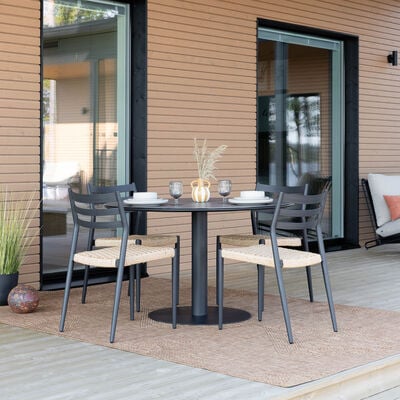 Stone-Gustav 4-hengen pyöreä ruokailuryhmä greige/vaalea luonnonväri