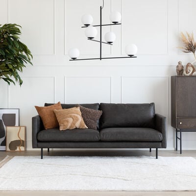 Scandic Copenhagen 3-istuttava sohva, musta Colorado 01 nahka, asiakaspalautus