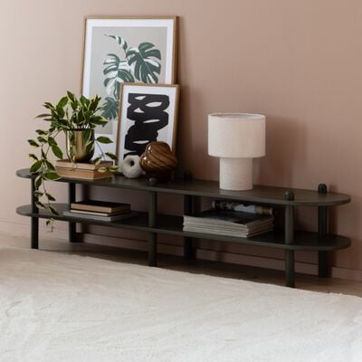 Askel matala tv-taso 165x35x38 cm sammal, asiakaspalautus