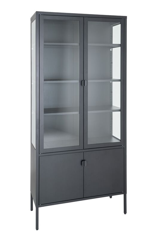 House Nordic Brisbane korkea vitriini 4-ovella musta