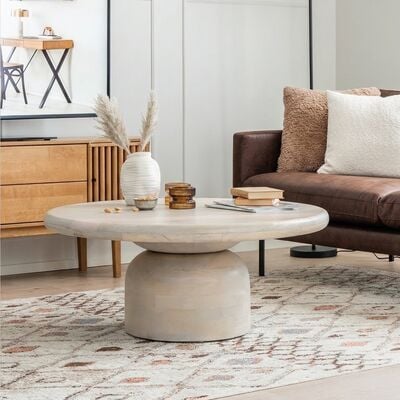 Freja pyöreä sohvapöytä Ø90 cm vaalea beige
