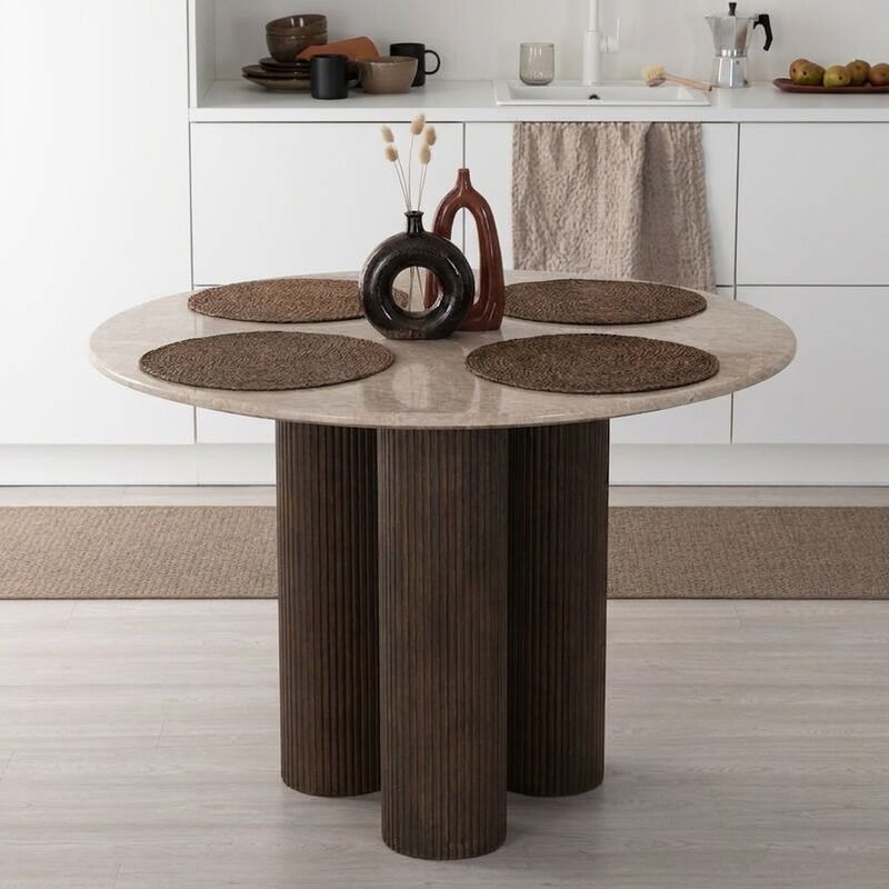 Colonna pyöreä ruokapöytä Ø120 cm beige m