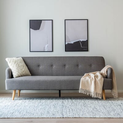 Roosa 3-istuttava vuodesohva harmaanruskea Basel 34, asiakaspalautus