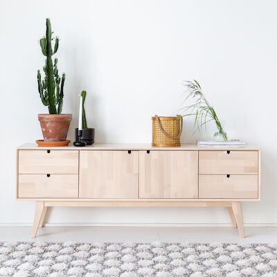 Notte tv-taso 160 cm koivu lakattu, asiakaspalautus