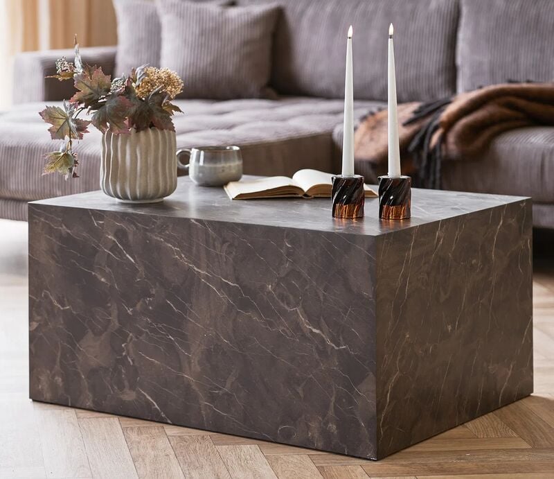 House Nordic Prague sohvapöytä 80x60 cm tummanruskea marmori look