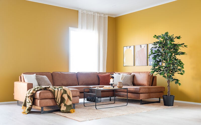 Macho U-kulmasohva oikea Ruskea Colorado 03, mustat jalat