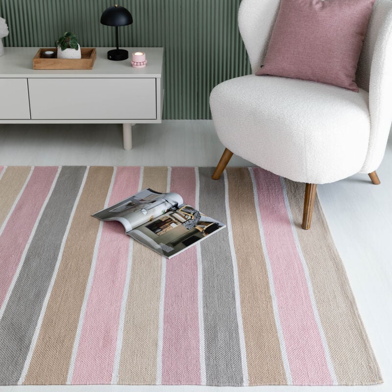 Trio puuvillamatto roosa/beige