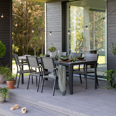 Brafab Patio aintwood 6-hengen ruokailuryhmä musta/tiikki