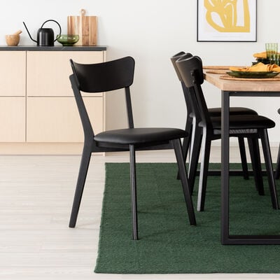 Koto tuoli öljytty tammi, musta PU-keinonahka istuin, asiakaspalautus