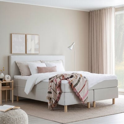 Unia Arki jenkkisänky 140x200 cm ilman pp, lv koivu jalat, beige Altea