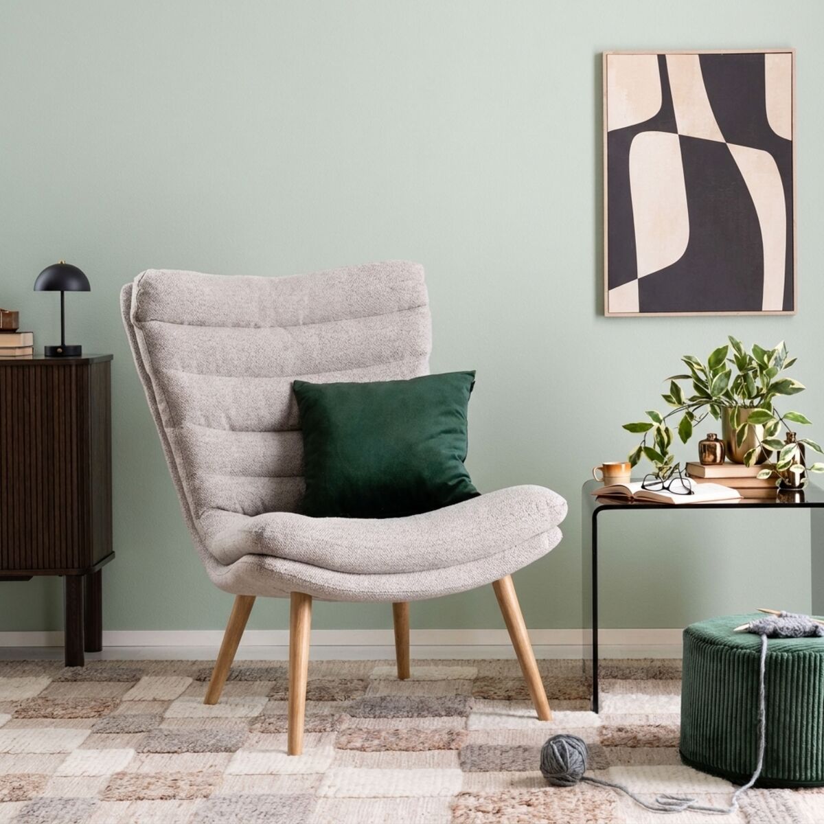 Veke Daalia nojatuoli beige Monza 60, tammi jalat
