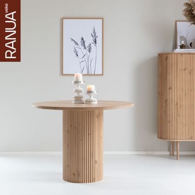 Taimi pyöreä ruokapöytä Ø100 cm hiekka oksaton