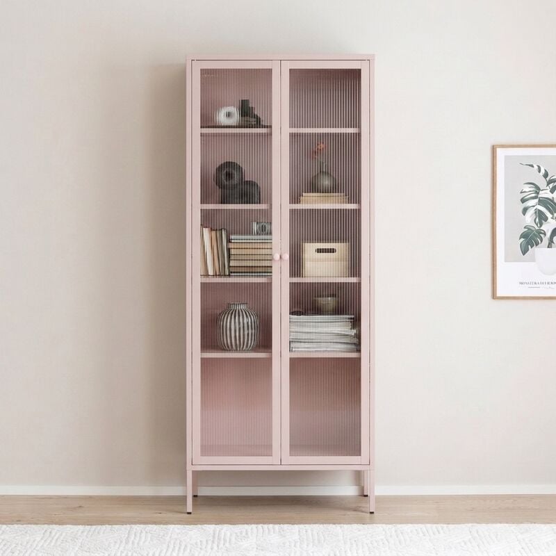 Harso vitriini 80x35x180 cm vanha roosa