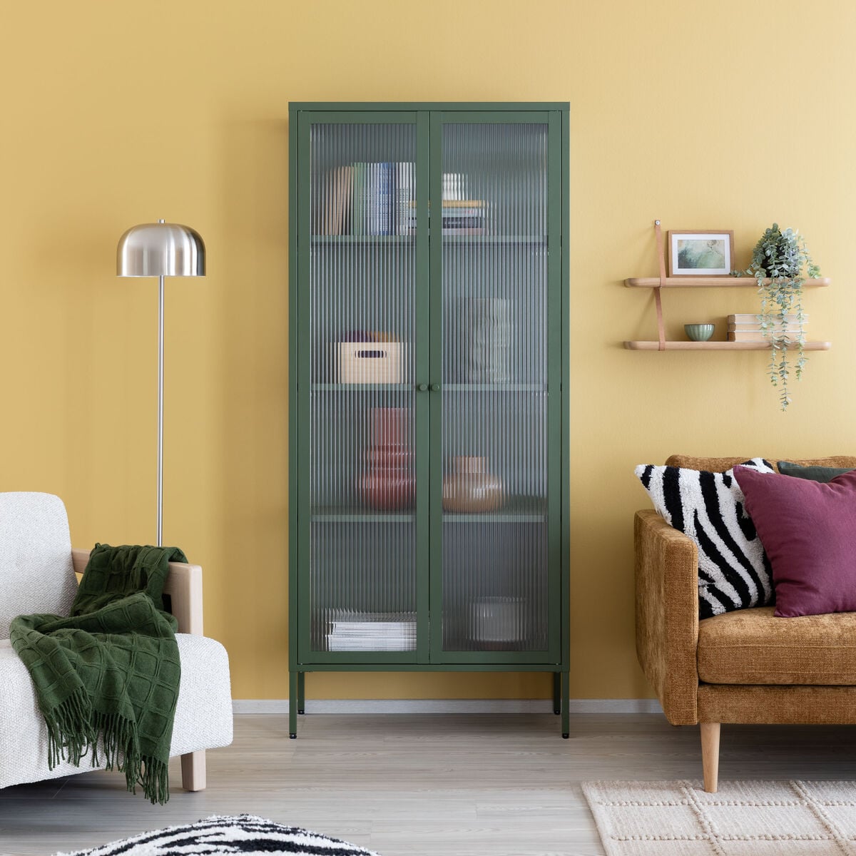 Veke Harso vitriini 80x35x180 cm metsänvihreä