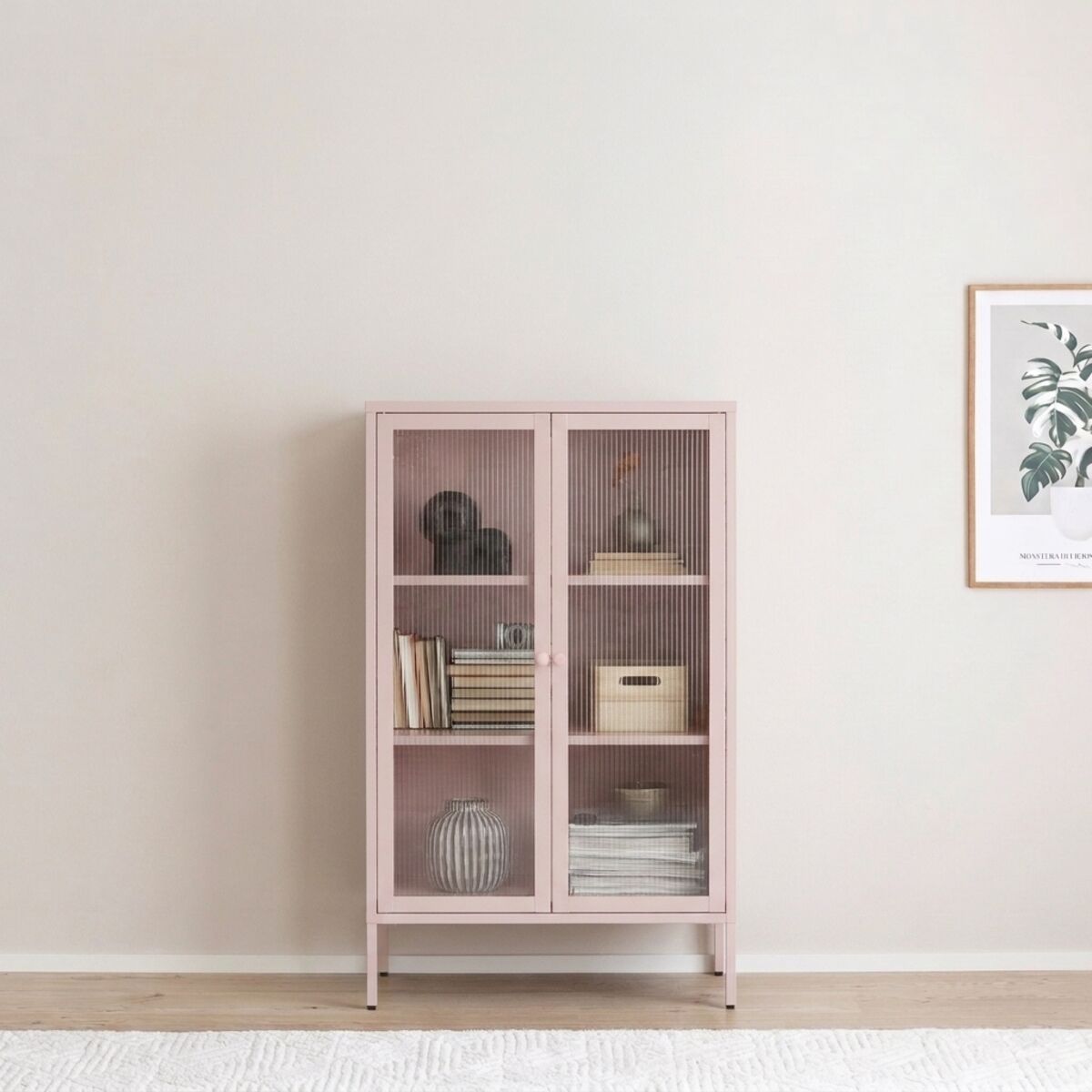 Veke Harso vitriini 80x35x110 cm vanha roosa