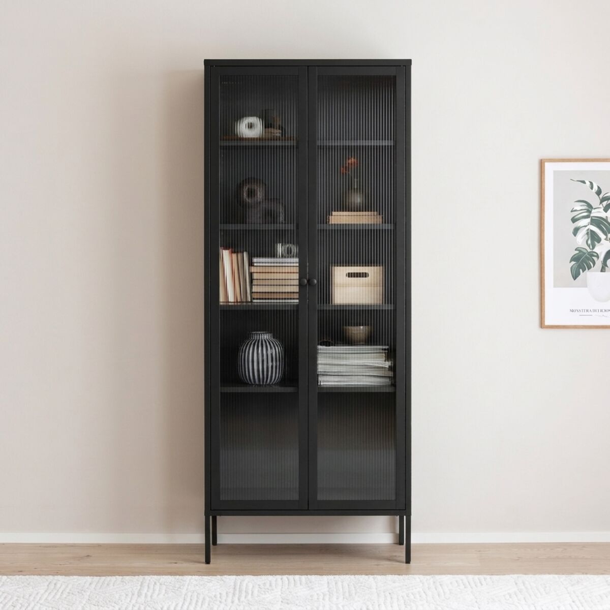 Veke Harso vitriini 80x35x180 cm musta