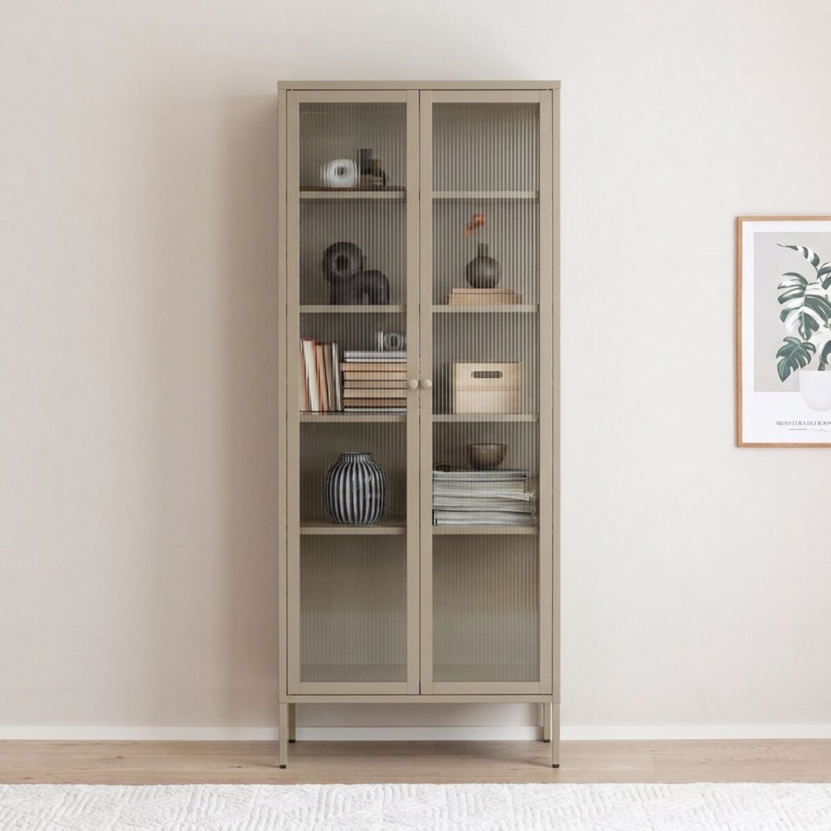 Veke Harso vitriini 80x35x180 cm maitokahvi