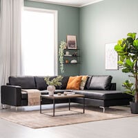 Toronto avokulmasohva oikea musta Madryt 910 PU-keinonahka, L1-metallijalat, asi