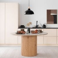 House Nordic Athens pyöreä ruokapöytä ø120 cm travertiini/tammi, kuvausmalli