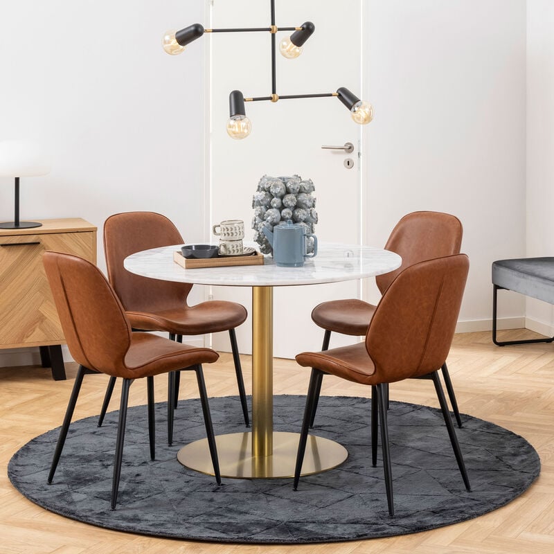 Corby pyöreä ruokapöytä Ø105 cm marmori/messinki