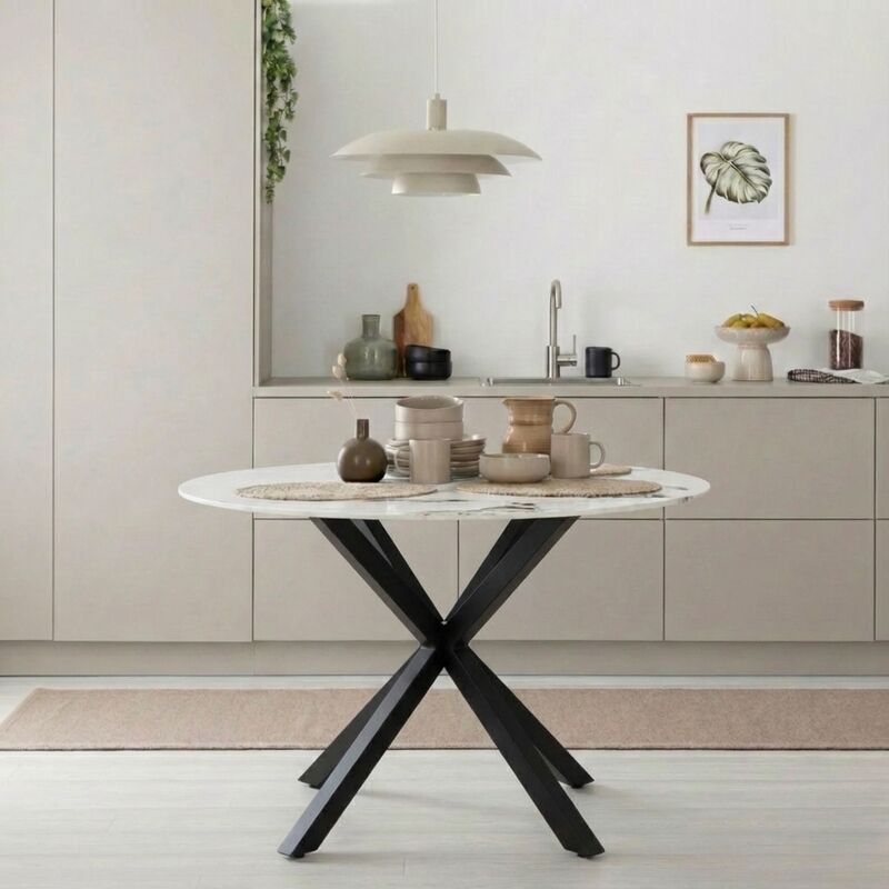 Halen pyöreä ruokapöytä Ø120 cm musta/ valk