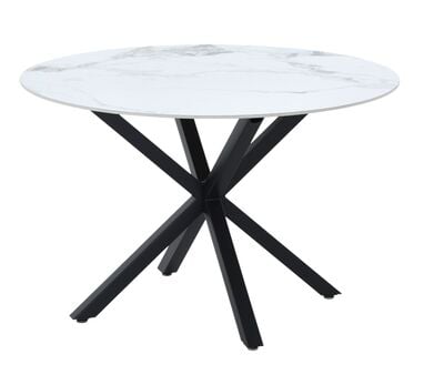 Halen pyöreä ruokapöytä Ø120 cm musta/ valkoinen keraaminen kansi, kuvausmalli
