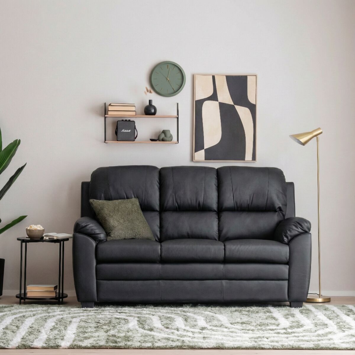 Veke Barcelona 3-istuttava sohva musta Bonded/kn, asiakaspalautus | Alk. 899,00 €