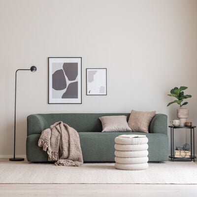 Kaari 3-istuttava sohva vaalea beige Pixie 25, asiakaspalautus