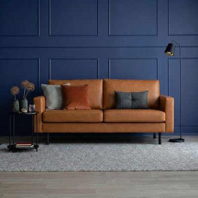 Marc 3-istuttava sohva nahkaverhoiltu konjakinruskea