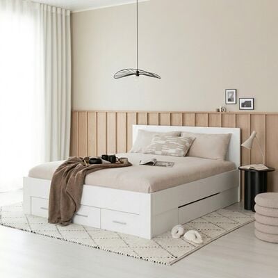 Serafina sängynrunko 180x200 cm säilytyslaatikoilla valkoinen sis.pohja