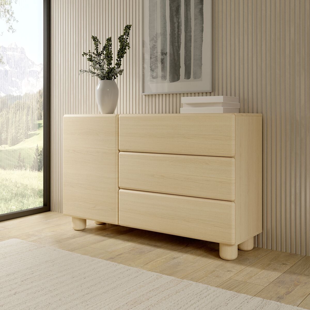 Veke Ebba lipasto 130x38x80 cm vaalea tammi