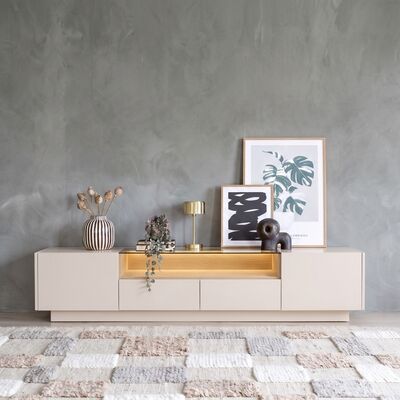 Villa tv-taso 203x40x43 cm beige/vaalea tammi