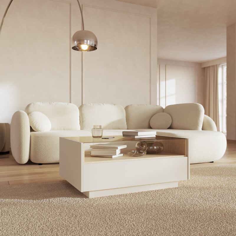 Villa sohvapöytä 96x67 cm beige/vaalea tammi