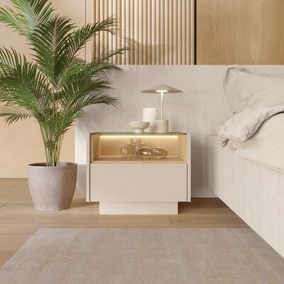 Villa yöpöytä beige/vaalea tammi