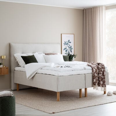 Unia Hopea runkopatjasänky M 160x200 harmaa, relax 7cm, 23cm musta jalka