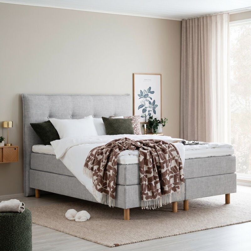 Unia Hopea jenkkisänky M 160x200 harmaa, pronssi 8cm 14cm musta jalka